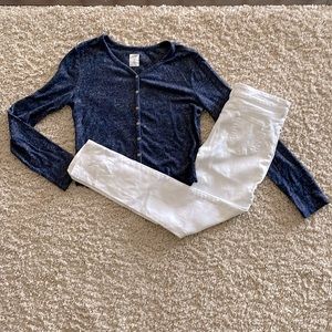 Girls size 12 White Jeans and Navy Top